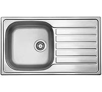 Respekta Dallas Fregadero de acero inoxidable/Fregadero empotrado de 1 cubeta de 86 x 50 cm/Apto para bases a partir de 50 cm de ancho