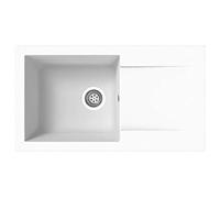Respekta Denver Fregadero de material compuesto en blanco/Fregadero empotrado de 1 cubeta de 78 x 44 cm/Apto para bases a partir de 45 cm de ancho