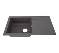 Respekta Denver Fregadero de material compuesto Mineralite en gris/Fregadero empotrado de 1 cubeta de 78 x 44 cm/Apto para bases a partir de 45 cm de ancho