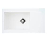Respekta Denver Fregadero de Mineralite en blanco/Fregadero empotrado de 86 x 50 cm/Apto para bases a partir de 60 cm de ancho