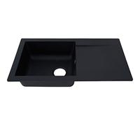 Respekta fregadero de cocina Denver de mineralita en negro/Fregadero empotrable de 1 cubeta en 78 x 44 cm/Lavabo adecuado para armarios inferiores de 45 cm de ancho