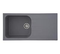 Respekta fregadero de cocina Orlando en granito gris / Fregadero empotrable de 1 cubeta en 100 x 50 cm / Lavabo adecuado para armarios inferiores de 60 cm de ancho