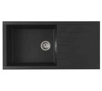 Respekta Houston HOUSTON100X501BS - Fregadero de minerales (1 lavabo empotrable, 100 x 50 cm, apto para armarios bajos a partir de 60 cm de ancho), color negro