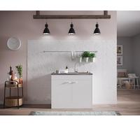 Respekta Komplettspüle con Mueble Bajo con Puertas Giratorias 100 x 50 cm Blanco