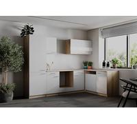 respekta L Cocina de ángulo empotrable, bloque vacío, roble, blanco merle, 280 cm