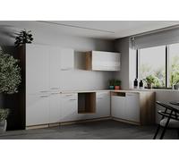 respekta L Cocina de ángulo empotrable, bloque vacío, roble, blanco, merle, 310 cm