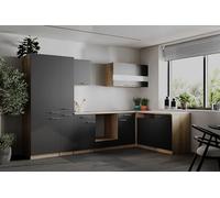 respekta L Cocina de ángulo empotrable, bloque vacío, roble, gris merle, 310 cm