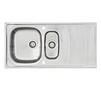Respekta Miami Fregadero de acero inoxidable/Fregadero empotrado de 1,5 cubetas de 100 x 50 cm/Apto para bases a partir de 60 cm de ancho