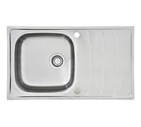 Respekta Miami Fregadero de acero inoxidable/Fregadero empotrado de 1 cubeta de 86 x 50 cm/Apto para bases a partir de 50 cm de ancho