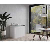respekta Minicocina Singlecocina D-Form Esquema Cocina Blanco 100 cm