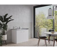 respekta Minicocina Singlecocina D-Form Esquema Cocina Blanco 100 cm