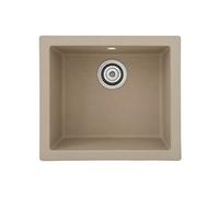 Respekta Ohio Fregadero de Mineralite en beige arena/Fregadero empotrado de 1 cubeta de 50 x 44 cm/Apto para bases a partir de 50 cm de ancho