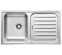 Respekta Riverside Fregadero de acero inoxidable/Fregadero empotrado de 1 cubeta de 86 x 50 cm/Apto para bases a partir de 50 cm de ancho