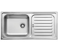 Respekta Riverside Fregadero de acero inoxidable/Fregadero empotrado de 1 cubeta de 100 x 50 cm/Apto para bases a partir de 60 cm de ancho
