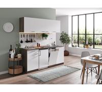 respekta Singleküche Küchenzeile Eiche York Weiß Matt 195 cm, 1 Schublade