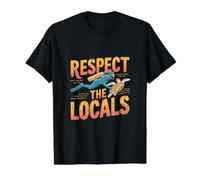 Respetar a los Locales Diver Biólogo Marino Tortuga Camiseta gráfica económica, Hombre, Negro, S