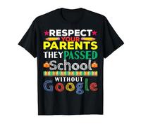 Respetar a los Padres fallecieron sin Google Funny Regreso a la Escuela Camiseta gráfica económica, Hombre, Negro, L