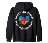 Respeto Amor Apoyo Concientización sobre el Autismo Mes del Orgullo Autista Sudadera con Capucha