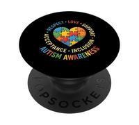 Respeto Amor Apoyo Inclusión Conciencia sobre el Autismo PopSockets PopGrip Adhesivo