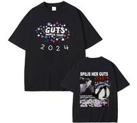Respeto Camiseta De Algodón Unisex Retro Camiseta De Gran Tamaño Olivia Rodrigo Guts Camiseta De Concierto Hombres Mujeres Verano Cuello Redondo Camiseta De Algodón XS-3XL-Black||XS