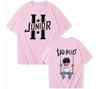 Respeto Camiseta Junior H Sad Boyz, Camiseta Unisex Harajuku De Manga Corta con Cuello Redondo, Regalo De Seguidor, Camiseta Informal para Hombre, Camiseta Superior De Algodón XS-3XL-Black||XS