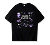 Respeto Camiseta Olivia Rodrigo Guts World Tour Camiseta Estampada Camiseta Informal De Calle Camiseta Deportiva De Manga Corta Camiseta para Hombres Y Mujeres XS-3XL-Black||XS