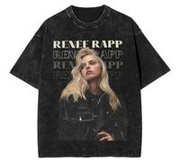 Respeto Camiseta Renee Rapp, Camiseta Negra Fresca, Camiseta De Algodón Lavada De Hip Hop, Camiseta Extragrande De Calle para Hombre Y Mujer, XS-3XL-Black||S