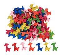 Respicefinem 100 botones de madera de jirafa de colores para decoración de ropa de niños - EasySew botones artesanales de 2 agujeros para suéteres sombreros proyectos de costura