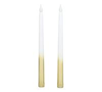 Respicefinem 2pcs LED Taper Candles Battery Powered Flameless with Soft Romantic Light Safe For All Ages Ideal For Festival Wedding Birthday Party and More Maximum Diameter Approx (Half Spray Golden)