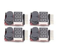 Respicefinem 4 PCS 2 en 1 1-8S Lipo Voltante de la batería Monitor Monitor de Timbre de bajo Voltaje Alarma RC Batería con protección de conexión inversa Visión en Tiempo Real y