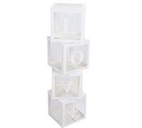 Respicefinem Caja de Globos Transparente de 4 Piezas con para decoración de Fiestas en el hogar - Estuche de plástico Reutilizable para Globos para Baby Shower, Bodas y (AMAR)