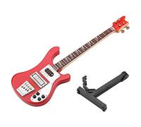 Respicefinem El violín más pequeño del mundo Instrumentos musicales en miniatura 24 0 × 11 00 × 4 0 Réplica de bajo en miniatura rojo con soporte y estuche modelo de instrumento