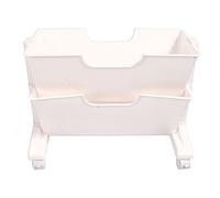 Respicefinem Estantería de Escritorio Móvil con 4 Ruedas con Cerradura Carro Organizador de Doble Capa de Plástico Resistente para Dormitorio Oficina Hogar Rosa Librería Pequeña (White)