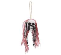 Respicefinem Halloween Skeleton Skull Hanging Pendant 2 Pcs Grey Haunted House Horror Decor For Party Yard Garden Decoration with Lifelike Creepy Design (Roja)