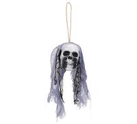 Respicefinem Halloween Skeleton Skull Hanging Pendant 2 Pcs Grey Haunted House Horror Decor For Party Yard Garden Decoration with Lifelike Creepy Design (Púrpura)