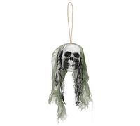 Respicefinem Halloween Skeleton Skull Hanging Pendant 2 Pcs Grey Haunted House Horror Decor For Party Yard Garden Decoration with Lifelike Creepy Design (Verde)