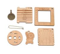 Respicefinem Juego de 7 reglas de madera para tejer con medición de hilo, guía de gancho de ganchillo y herramientas giratorias para proyectos de manualidades al aire libre en el