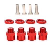 Respicefinem Juego de adaptadores de conversión hexagonales de rueda de 12 mm a 17 mm para 1 10 Rc Cars Adaptador de cubo hexagonal con 4 adaptadores, 4 tuercas hexagonales y 4 (Roja)
