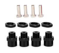 Respicefinem Juego de adaptadores de conversión hexagonales de rueda de 12 mm a 17 mm para 1 10 Rc Cars Adaptador de cubo hexagonal con 4 adaptadores, 4 tuercas hexagonales y 4 (Negra)