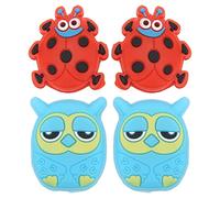 Respicefinem Juego de amortiguadores para Raqueta de Tenis de 4 Piezas, Amortiguador de Dibujos Animados Animal Escarabajo Rojo + búho (Mariquita roja 2,7 cm/1,06 Pulgadas Búho 2,8 cm/1,1 Pulgadas)