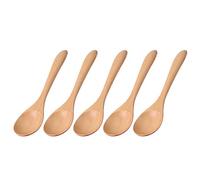 Respicefinem Juego de cucharas de madera de 5 piezas, mango ergonómico, utensilios de cocina multiusos para sopa, arroz, cocinar y servir, 17x4cm