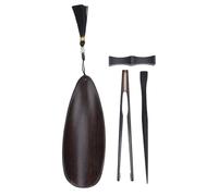 Respicefinem Juego de Herramientas para Ceremonia del té, Cuchara de Madera, Soporte con Clip, Accesorios Elegantes, Madera Negra