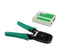 Respicefinem Kit de herramientas de engarzado y alicates para cables de red con pelacables y probador con batería de 9 V para cables RJ45 RJ11 CAT5 CAT5E