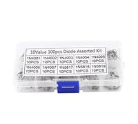Respicefinem Kit Surtido de diodos rectificadores 100 Piezas | 10 valores 1N4001-1N4007 y 1N5817-1N5819 | Juego de componentes electrónicos con Caja de Almacenamiento.