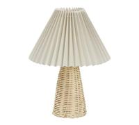 Respicefinem Lámpara de mesa plisada base de ratán Vintage Luz cálida suave Ideal para decoración de dormitorio y disposición de la sala de bodas Materia resistente