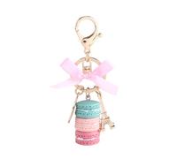 Respicefinem Macaroon Cake Alloy Charm Keychain Colorful Cute Macaroon Eiffel Tower Keychain Bag Pendant Car Charms (Verde)