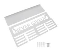 Respicefinem Medal Hanger Display Multipurpose Innovative Wall Mounted Metal Awards Rack with Trophy Shelf For Runners In White Innovative Design Keeps Medals Trophies Organized La (White)