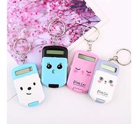 Respicefinem Mini calculadora Lindo diseño de Dibujos Animados con Llavero Pantalla de 8 dígitos portátil tamaño de Bolsillo calculadora electrónica básica para niños Estudiantes (Negra)