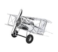 Respicefinem Modelo de Avión Vintage Grande Simulación Retro Adorno de Avión de Hierro Avión Decorativo Decoración del Hogar para Salas de Estar Estudios Gabinetes de TV Chapado (Chapado en Plata.)