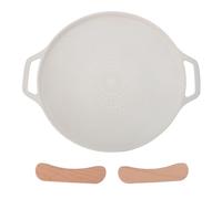 Respicefinem Parrilla Coreana para Barbacoa Sartén Antiadherente Placa de Parrilla de Aluminio versátil con Asas para Asar en Interiores y Exteriores Rosa (Blanca)